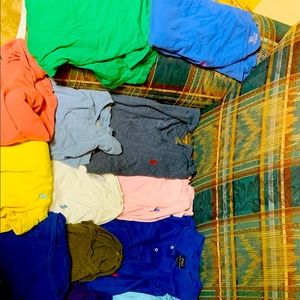 Lot of 17 polo v neck and collared shirts.